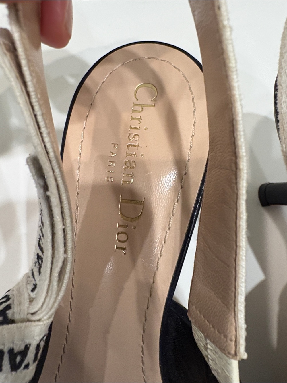 Dior Two-Tone Denim Pointed Slingback Pumps in Dark and Light Blue - Picture 2 of 4